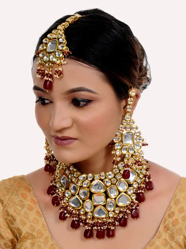 Tehzeeb Creations Kundan Bridal Set for Women & Girls - Distacart