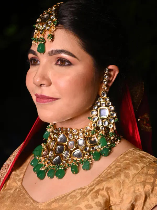 Tehzeeb Creations Kundan Bridal Set for Women & Girls - Distacart
