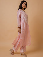 Thumbnail for HOUSE OF KARI Floral Embroidered Silk Chikankari Kurta - Distacart