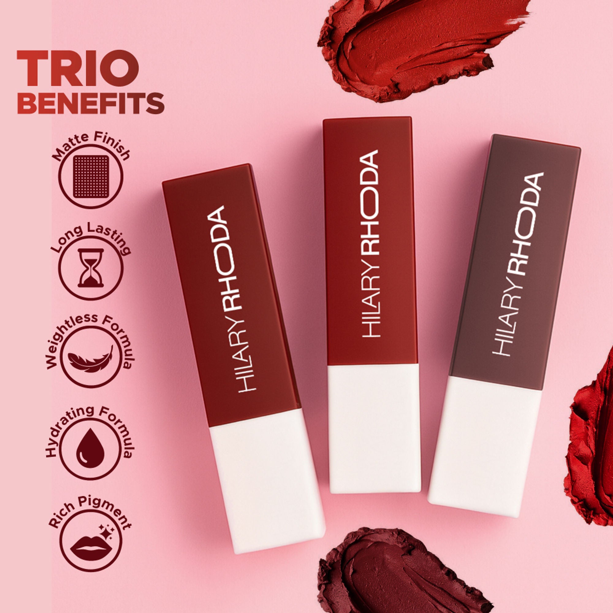 Hilary Rhoda Matte Lipstick Pack Of 3 - Mauve-Lous Trio 03 - Distacart