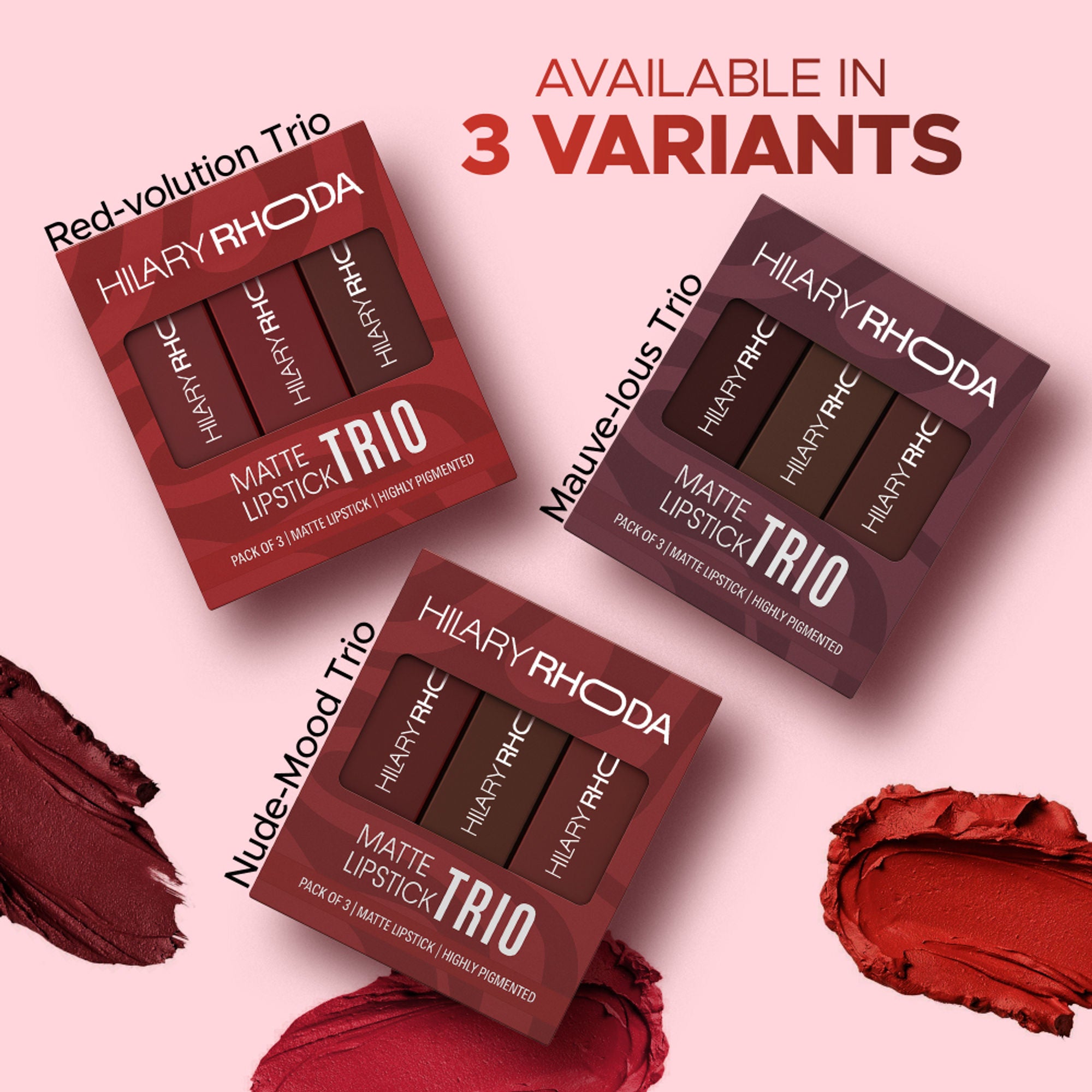 Hilary Rhoda Matte Lipstick Pack Of 3 - Mauve-Lous Trio 03 - Distacart