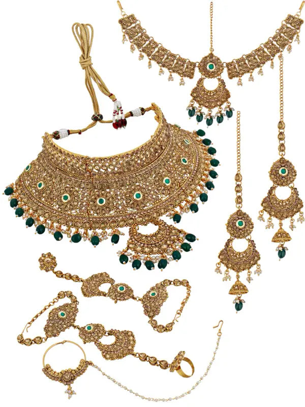 Tehzeeb Creations Traditional Stone Bridal Set 7 Pcs. For Girls & Women - Distacart