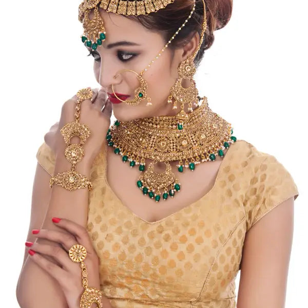 Tehzeeb Creations Traditional Stone Bridal Set 7 Pcs. For Girls & Women - Distacart