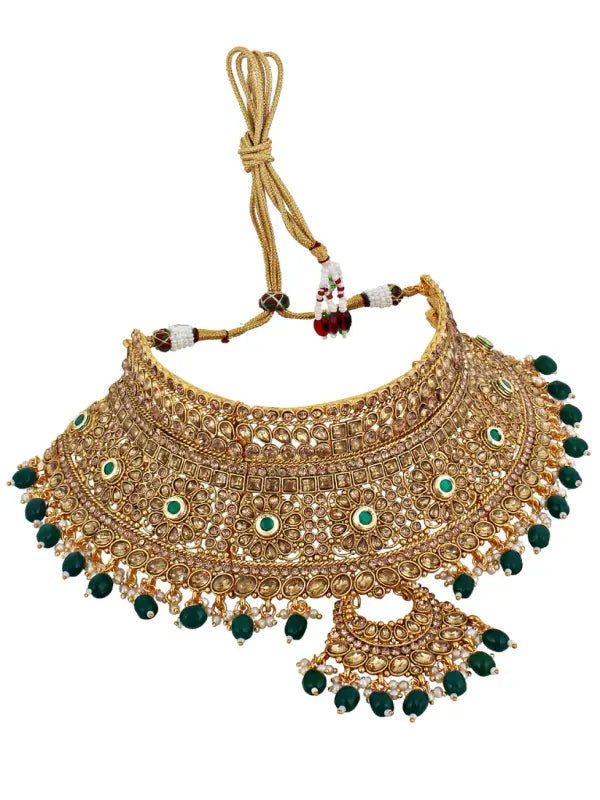 Tehzeeb Creations Traditional Stone Bridal Set 7 Pcs. For Girls & Women - Distacart
