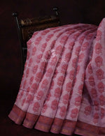 Thumbnail for Baby Pink Colour Block Print Design Semi Chanderi Saree By Gayathri Reddy Designer Studio - Distacart