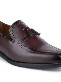 Thumbnail for LOUIS STITCH Men Rosewood Formal Slip-On Tassel Moccasin Shoes