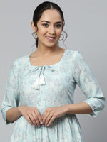 Thumbnail for AURELIA Aurelia Women Blue Gathered LIVA Midi Dress - Distacart