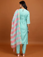 Thumbnail for Vishudh Floral Embroidered Thread Work Kurta With Trousers & Dupatta