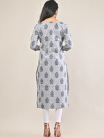 Thumbnail for Swasti Women Grey Floral Printed Floral Cotton Kurta - Distacart