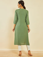 Thumbnail for Soch Paisley Yoke Design Thread Work Straight Kurta - Distacart