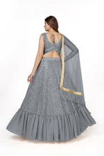 Thumbnail for Aastha Fashion Women's Grey Faux Georgette Multi Sequins Work Party Wear Lehenga Choli - Distacart