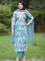 Thumbnail for Kalini Floral Printed Thread Work Detail Straight Kurta & Trousers With Dupatta - Distacart
