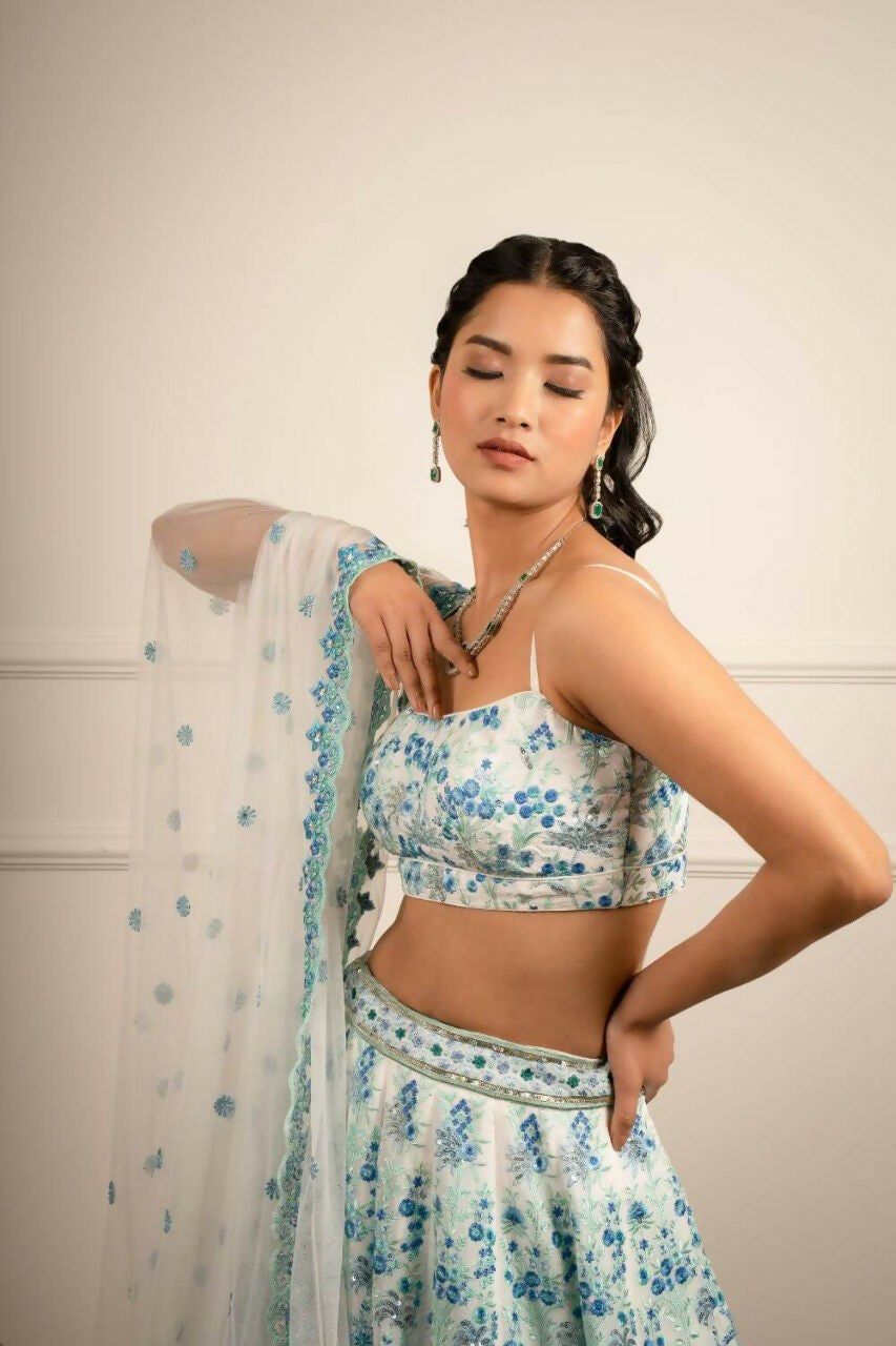 Jyoti Fashion Premium Sky Blue Faux Georgette 3MM Sequins with Thread & Jari Embroidery Lehenga Choli with Dupatta - Distacart