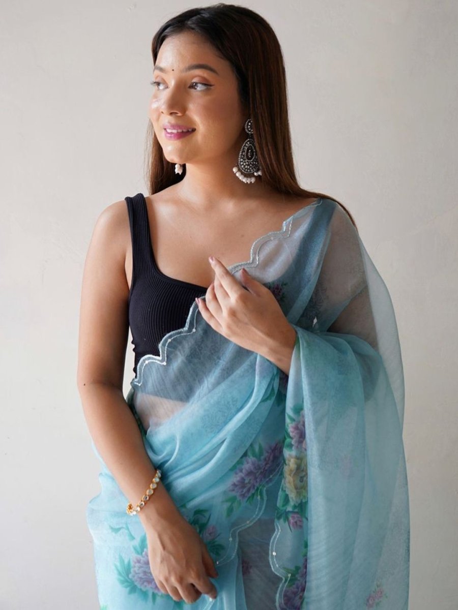 Anouk Floral Printed Organza Saree