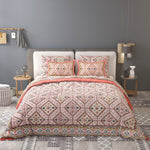Thumbnail for White Brown Ethnic Motifs Cotton 200TC King Bedsheet With 2 Zipper Pillow Covers - King Size by House of Ree - Distacart