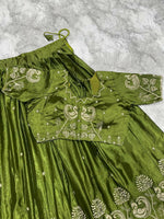 Thumbnail for Teeya Creation New Womens Beautiful Fully Stitched Designer Lehenga Choli With Embroidered Dupatta - Mehendi - Dista