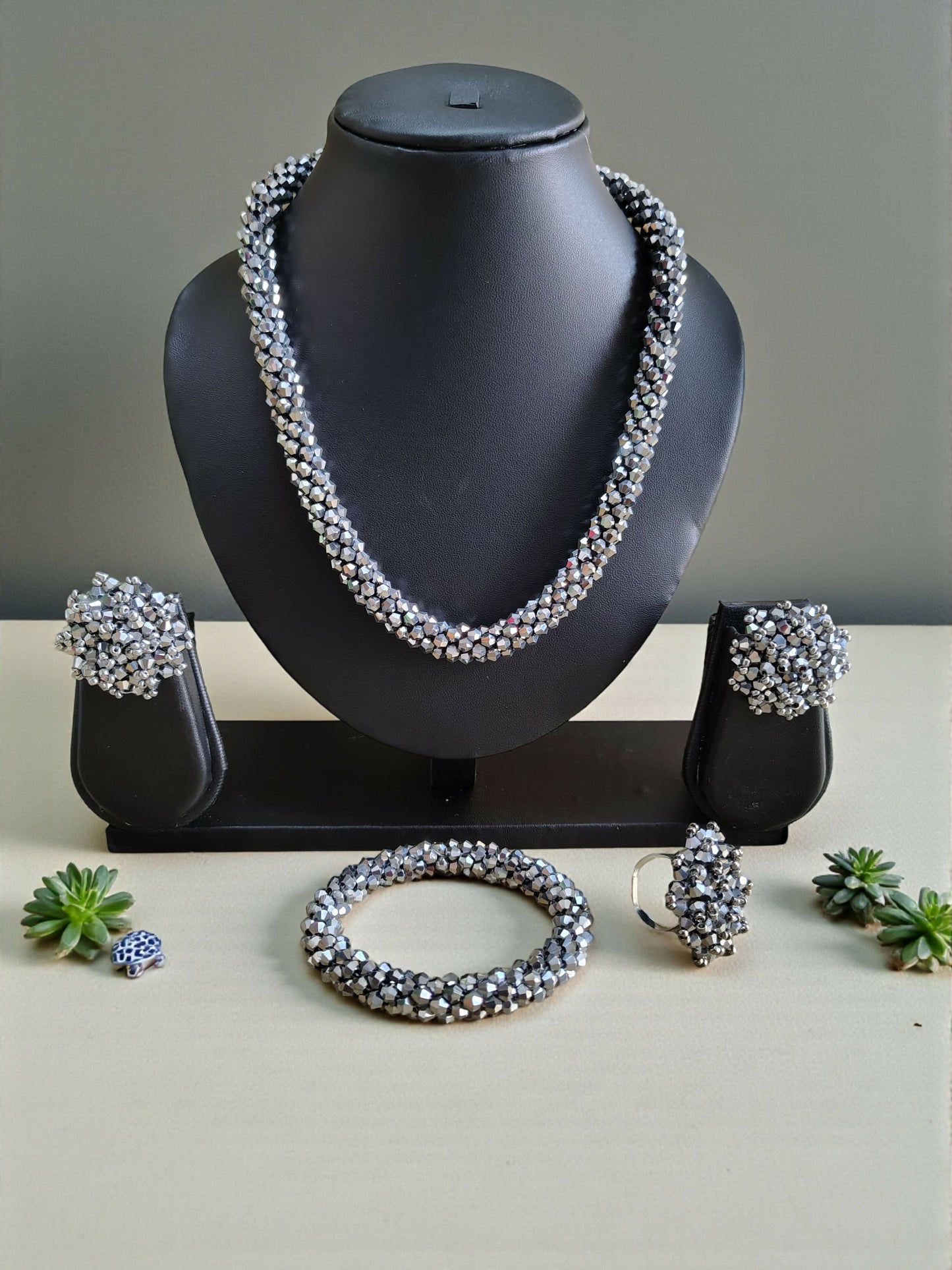 Inhanns Rangshine 4-In-1 Crystal Glam Set - Handmade - Silver - Distacart