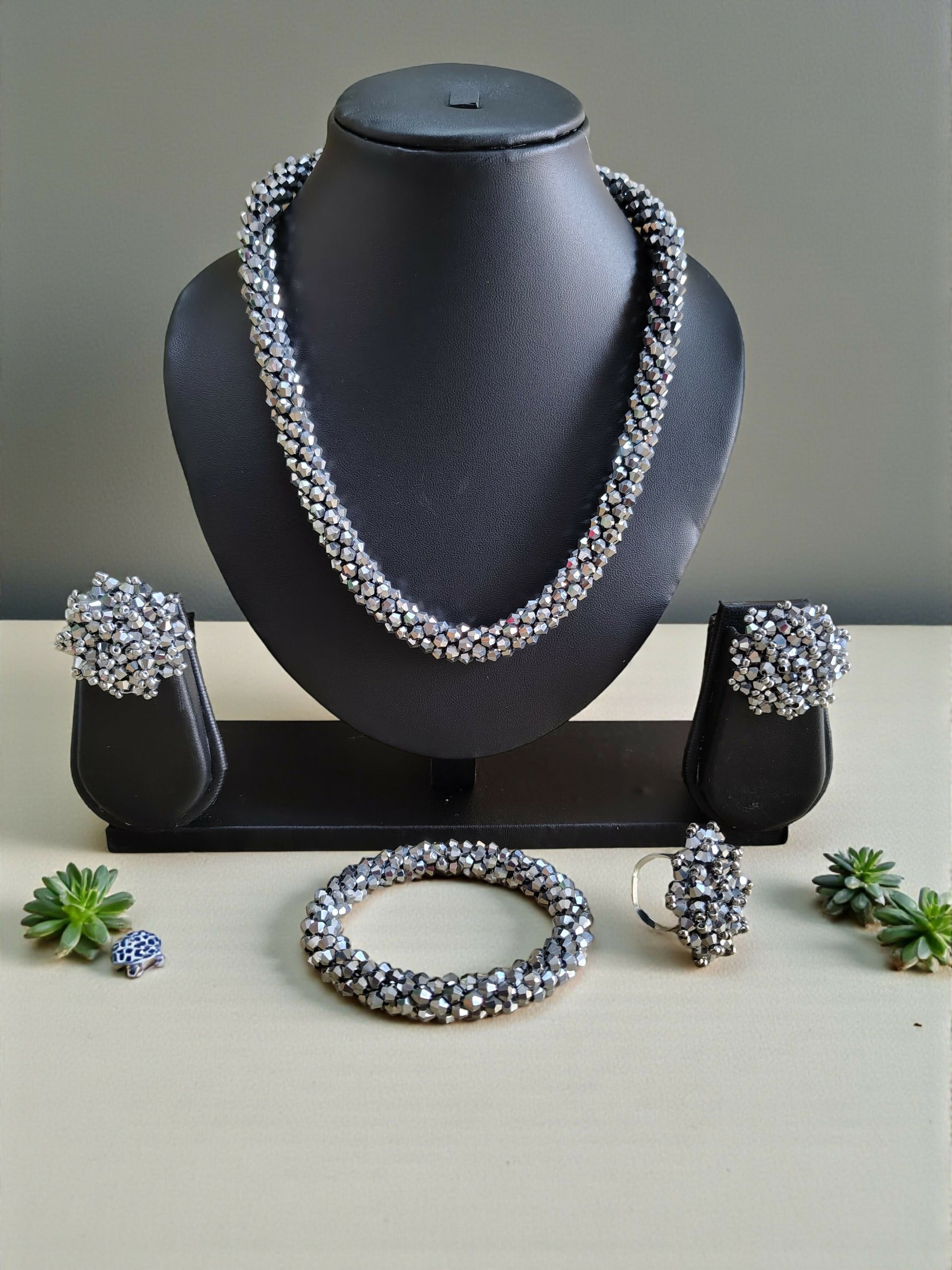 Inhanns Rangshine 4-In-1 Crystal Glam Set - Handmade - Silver - Distacart