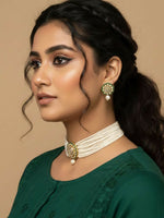 Thumbnail for NVR Women Gold Plated White Kundan Jewellery Set - Distacart