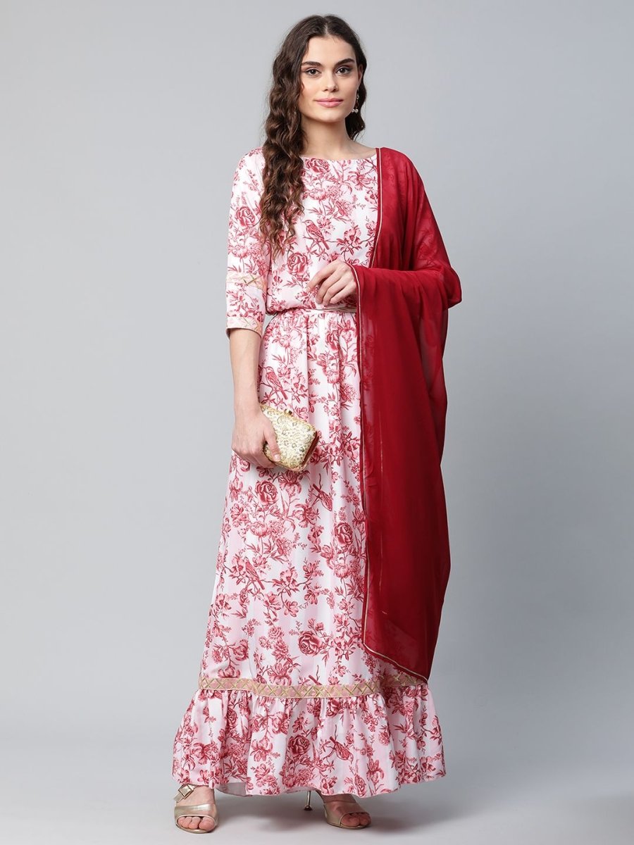 Ahalyaa Women Rayon Pretty Pink Printed Ready to Wear Lehenga Choli with Dupatta - Distacart