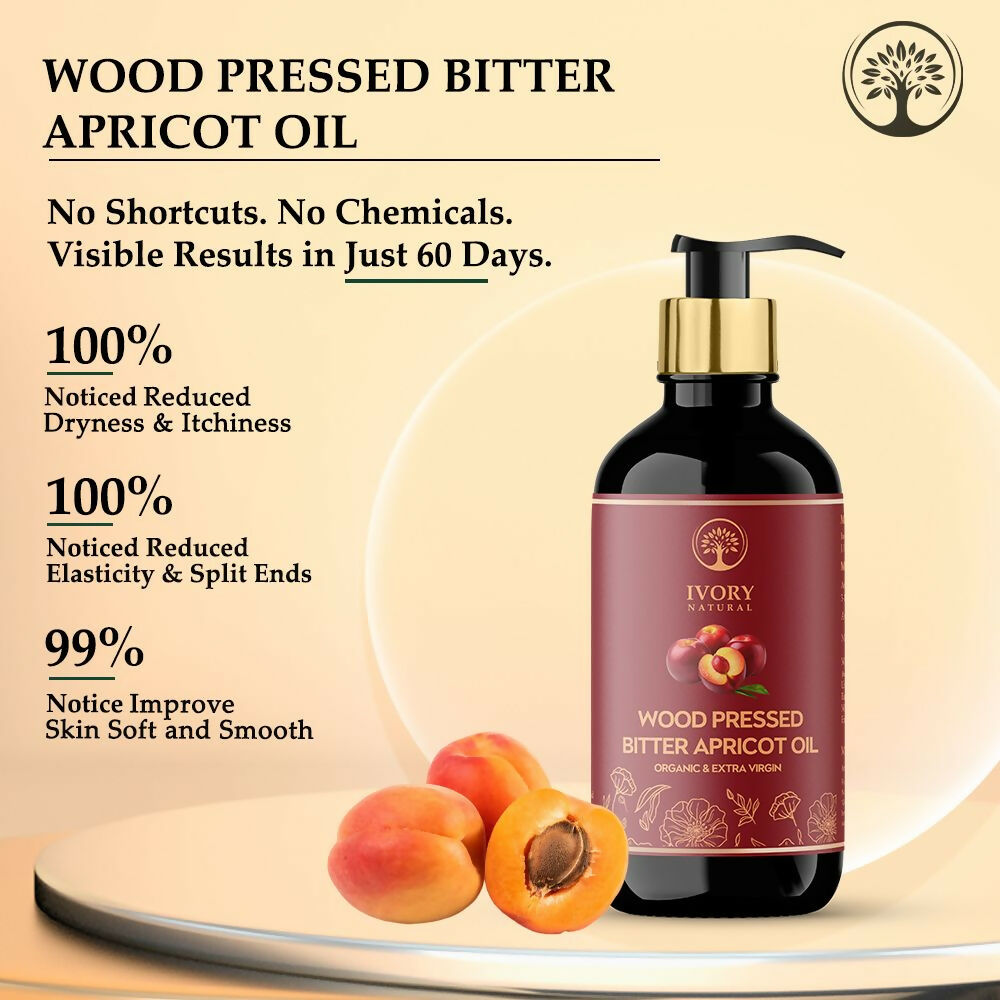 Ivory Natural Wood Pressed Bitter Apricot Oil Organic & Extra Virgin For Deep Moisturization, Gentle Hydration, And Youthful Glow - Distacart
