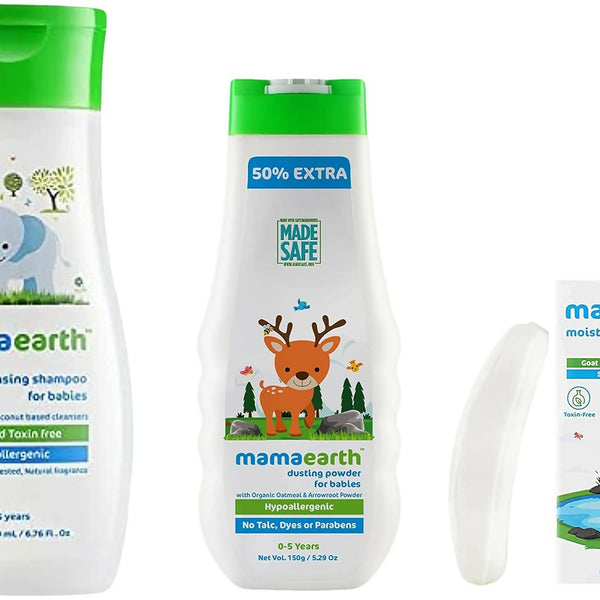 Mamaearth Moisturizing Baby Bathing Soap Bars & Dusting Powder & Gentle Cleansing Baby Shampoo - Distacart