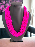 Thumbnail for Inhanns Handmade Beaded Multilayer Necklace, 20 Layers - Hot Pink - Distacart