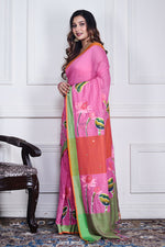 Thumbnail for Morchari Multicolour Cotton Handloom Mirror Work Saree Unstitched Blouse