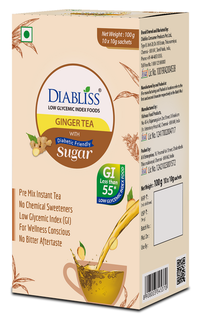 Diabliss Ginger Tea Sachets With Diabetic Friendly Sugar - Distacart