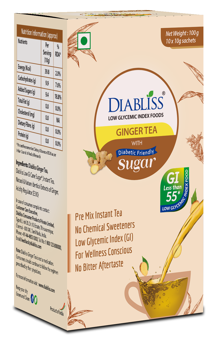 Diabliss Ginger Tea Sachets With Diabetic Friendly Sugar - Distacart