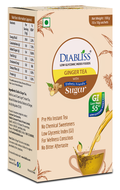 Diabliss Ginger Tea Sachets With Diabetic Friendly Sugar - Distacart