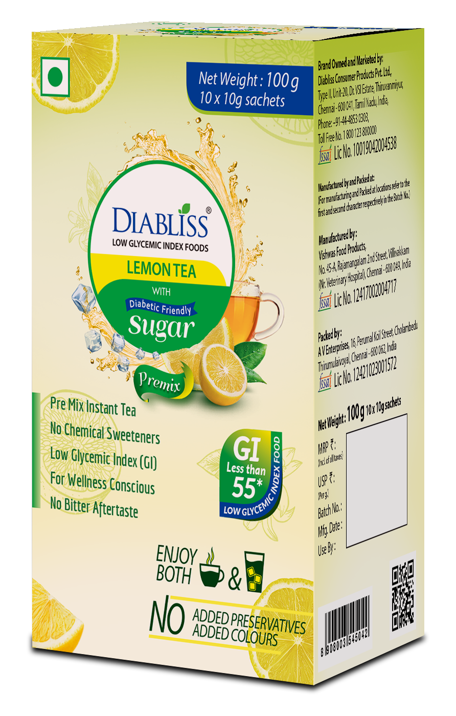 Diabliss Herbal Lemon Tea Sachets With Diabetic Friendly Sugar - Distacart
