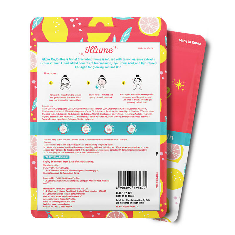 Chicnutrix Korean Clear Skin Routine Combo - Super C + Illume Sheet Mask - Distacart