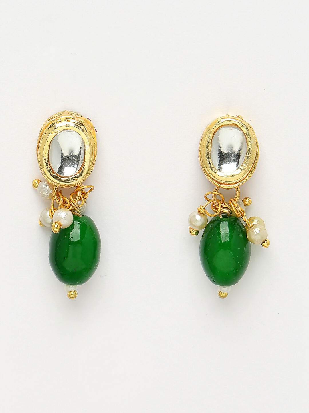NVR Women's Green Artificial Beads Layered Necklace with Drop Earring - Distacart