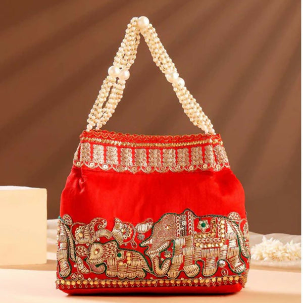 Joban Fashion Traditional Potli Handbags - Red