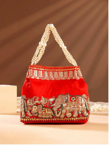 Joban Fashion Traditional Potli Handbags - Red - Dista