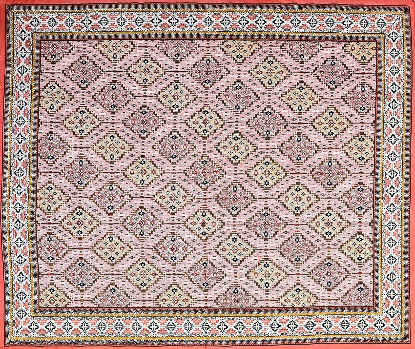 White Brown Ethnic Motifs Cotton 200TC King Bedsheet With 2 Zipper Pillow Covers - King Size by House of Ree - Distacart