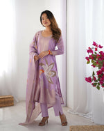 Thumbnail for Joban Fashion Purple Kurta set with Pant Chanderi Thread with Sequins work