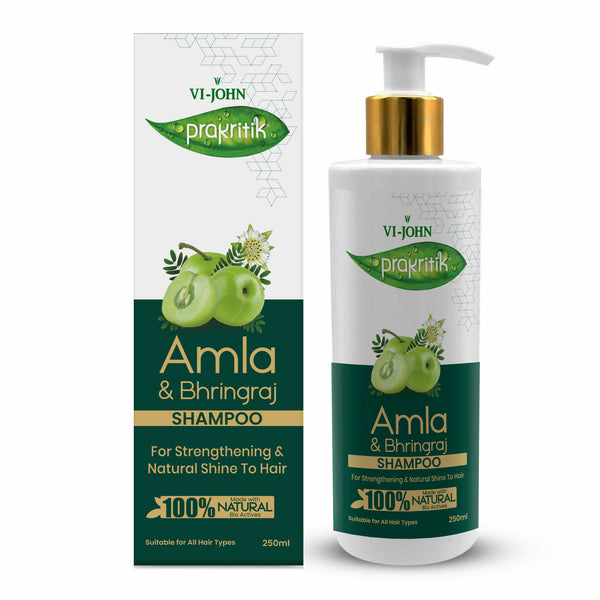 VI-JOHN Prakritik Amla & Bhringraj Shampoo For Strengthening, Made With 100% Natural Bio Actives