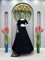 Thumbnail for Preksha Creation Black Foux Gorgette With Thread With Sequnce Women Lehanga Choli - Distacart