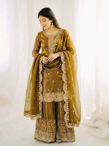 Teeya Creation Womens New Trendy Embroidery Coding And Sequence Work Kurta Set - Dista