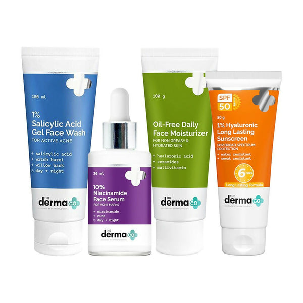 The Derma Co I-Beauty CSMS (Cleanser, Serum, Moisturizer, Sunscreen) For Acne Prone Skin Combo - Distacart