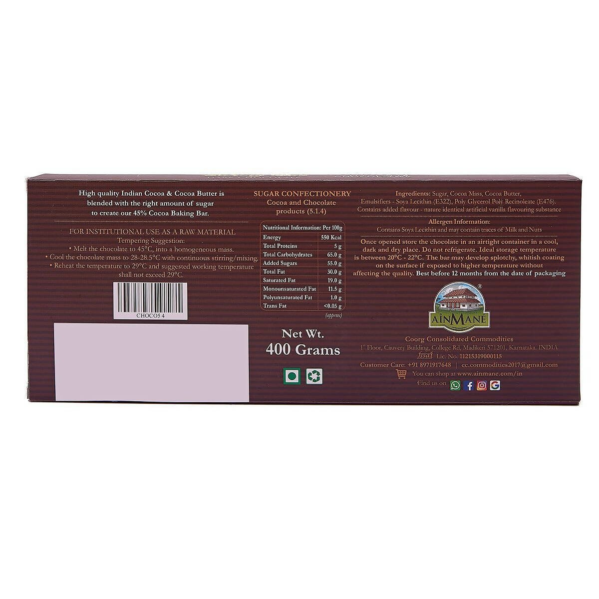 Ainmane Dark Chocolate Baking Bar - Distacart