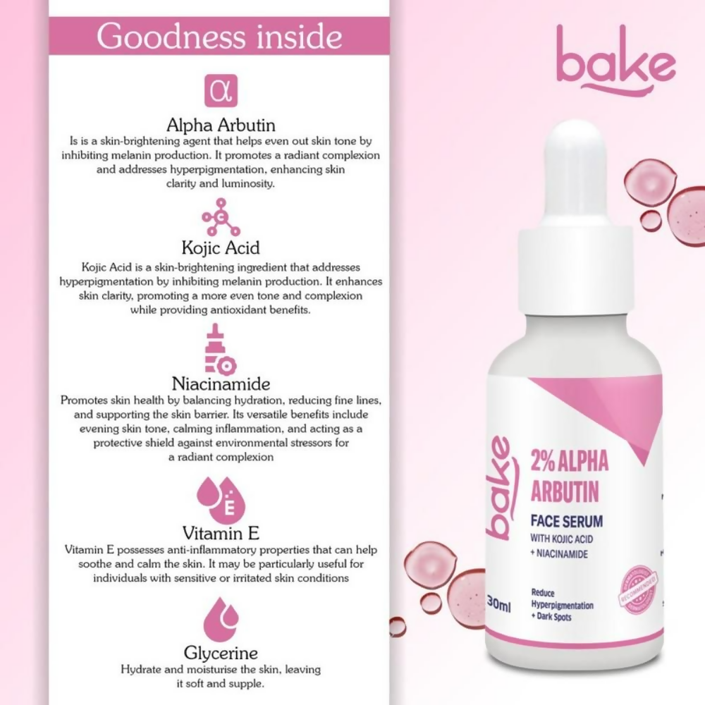 Bake 2% Alpha Arbutin Face Serum With Kojic Acid & Niacinamide - Distacart