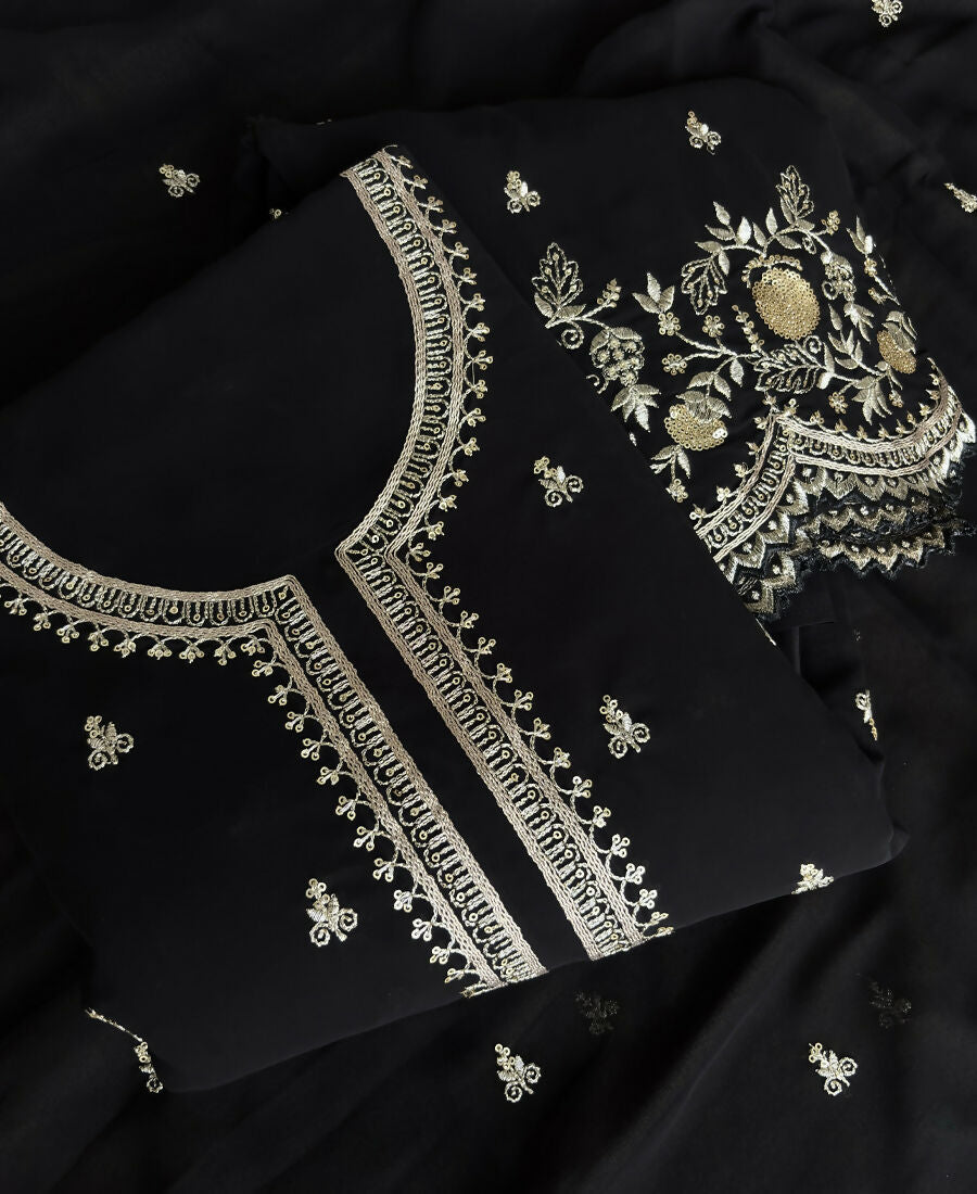 KC Bollywood Style Black Georgette Suit For Women - Dista