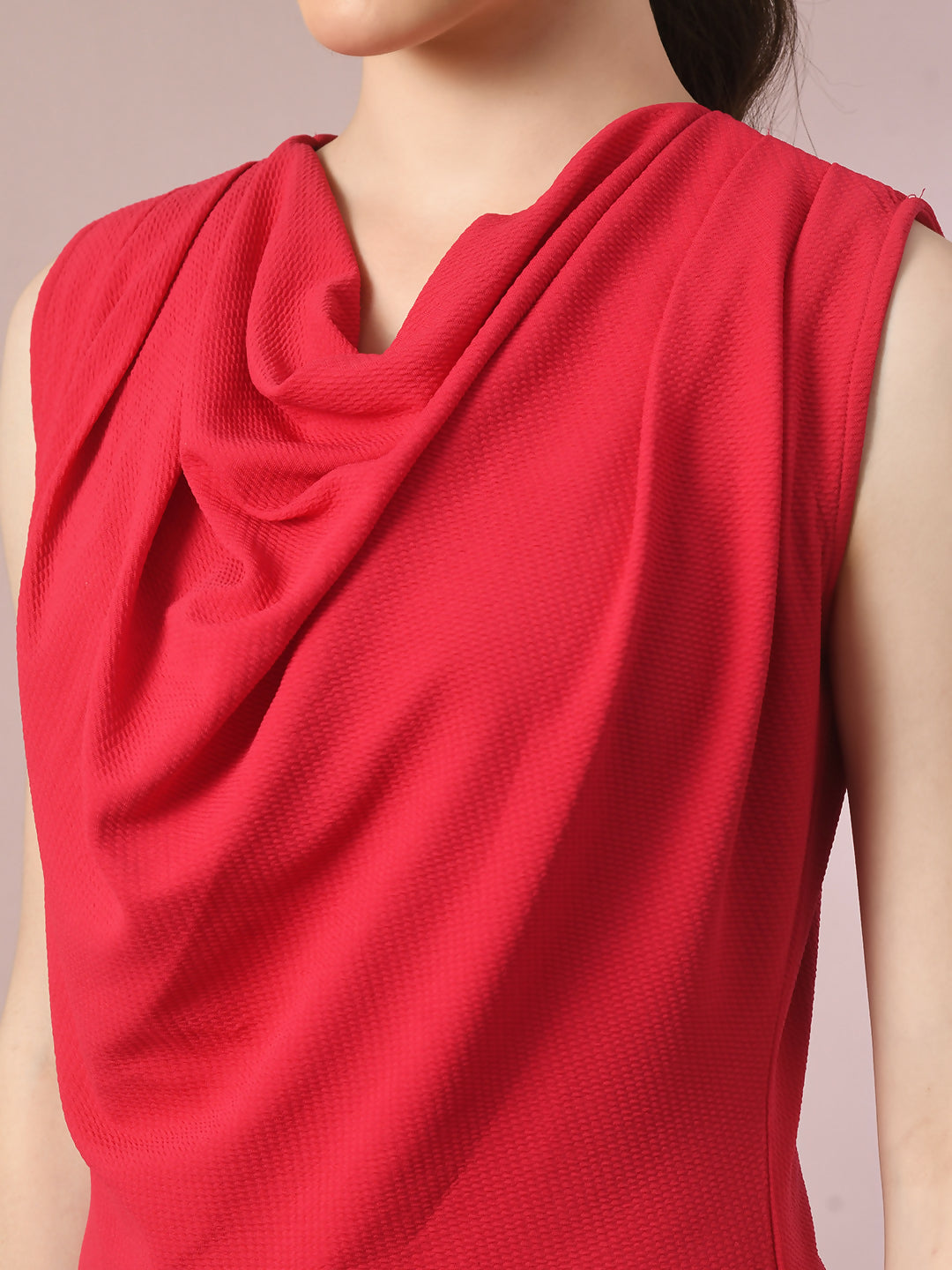 Myshka Women's Pink Solid Cowl Neck Bodycon Party Dress - Distacart