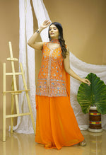 Thumbnail for Joban Fashion Orange Georgette Embroidered Sharara Set - Distacart