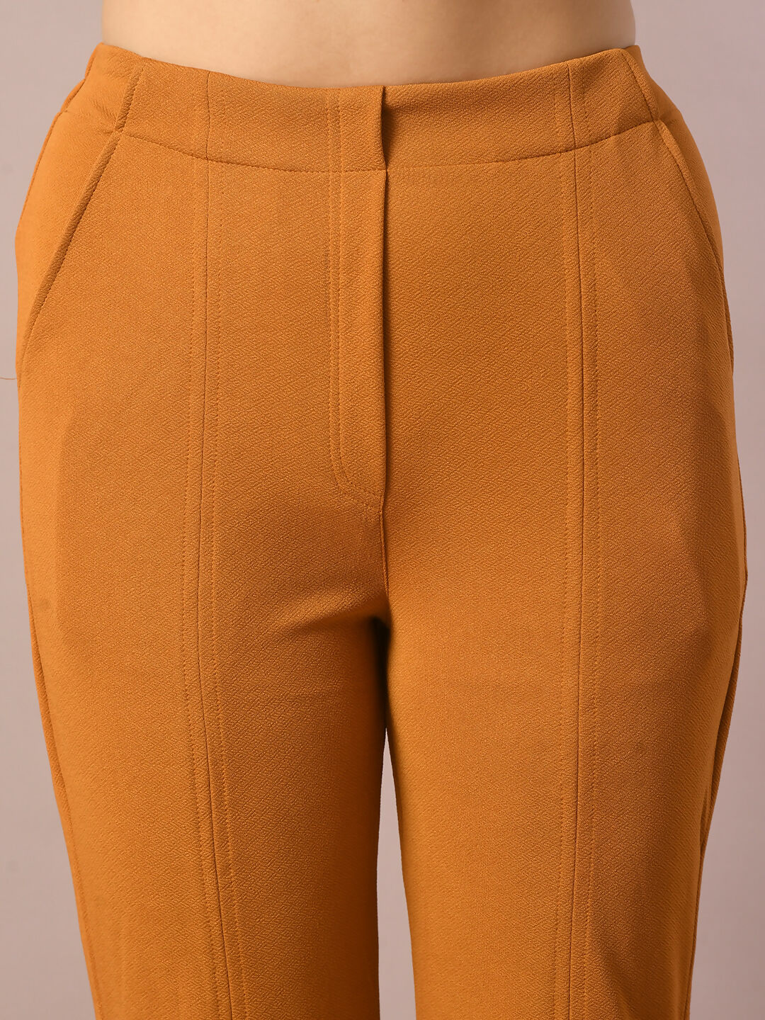 Myshka Women's Mustard Solid Party Parallel Trousers - Distacart