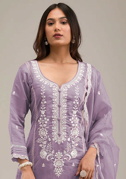 Anaita Light-lavender Embroidered Silk Stitched Salwar Suit - Distacart