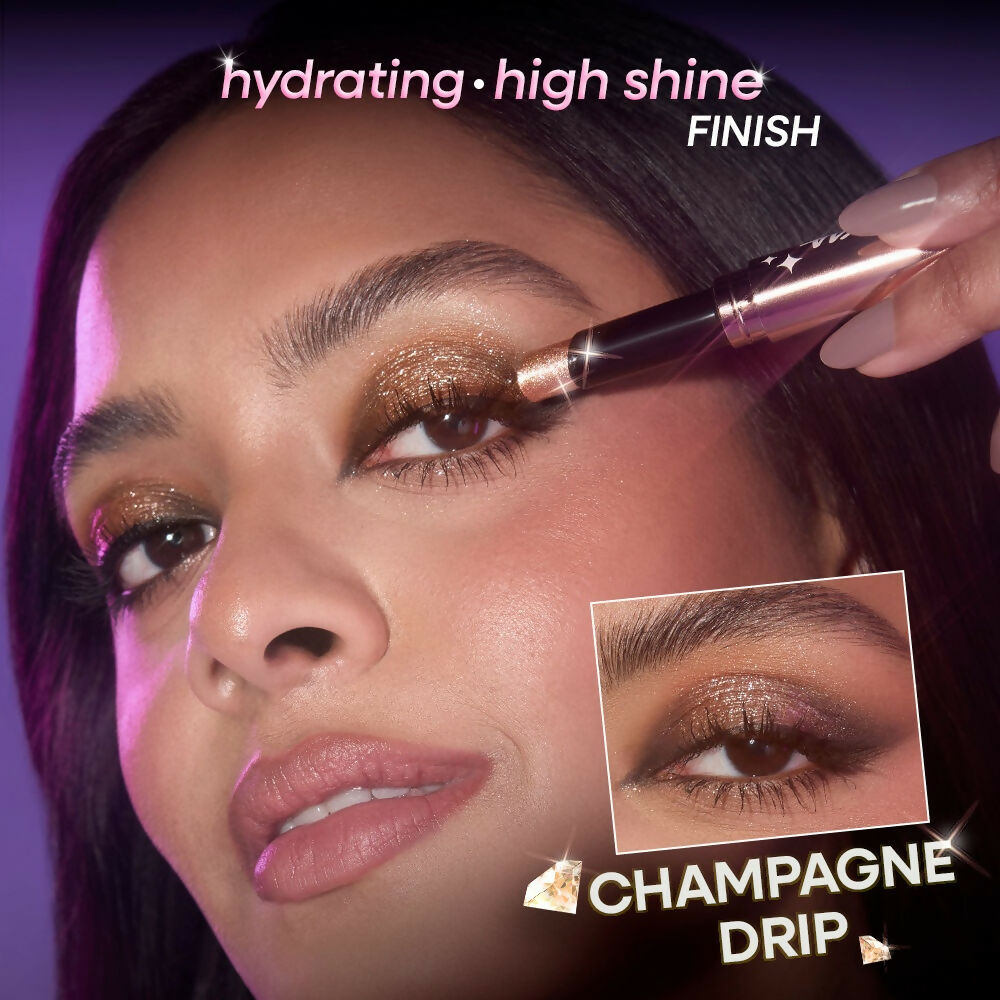 Nykaa Diamond Jelly Cooling Shimmer Eyeshadow Stick - Multi-Use, High Shine Glitter - Champagne Drip - Distacart